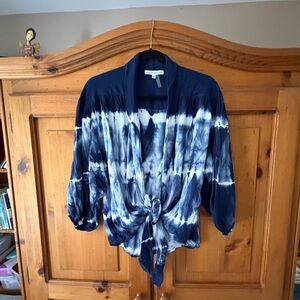 Young Fabulous & Broke Navy and White Kimono Top